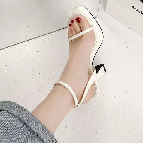 Luxury Square Toe Cross Strap Heels